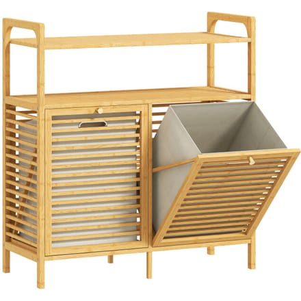 4goodz Bamboe wasmand 82 liter met 2 los kantelbare wasmanden -