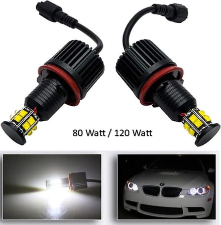 H8 WITTE LED Angel Eyes Bulbs 120 Watt Geschikt voor BMW E87, E88, E90, E91, E92, E93, E70, E71, E60, E61, E89, E63, E64(Auto moet origineel Xenon hebben)