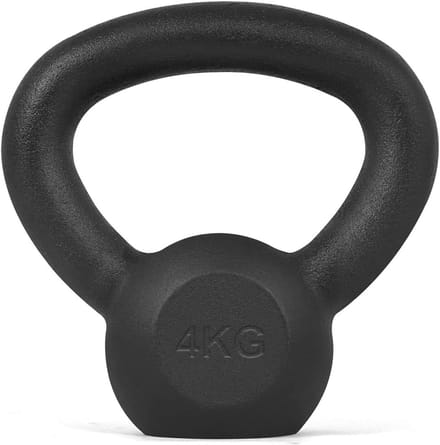 Kettlebell Gietijzer - Kogelhalter Gewicht - Kracht Training - Ergonomische Handgreep - 4 Kilogram - Zwart