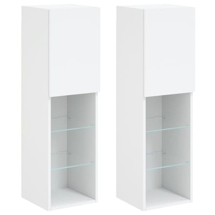vidaXL - Tv-meubels - met - LED-verlichting - 2 - st - 30,5x30x102 - cm - wit