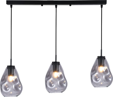 Olucia - EVITO - Hanglamp - Grijs / Zwart - 3L - Vorm: Rechthoek