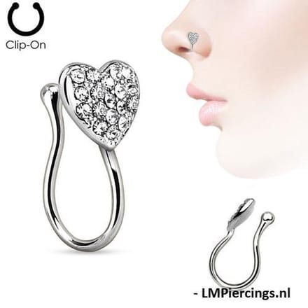 FAKE piercing gemmed hartje - LMPiercings
