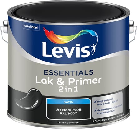 Levis - Essentials Lak & Primer - Jet Black (Ral 9005) - 2,5 L