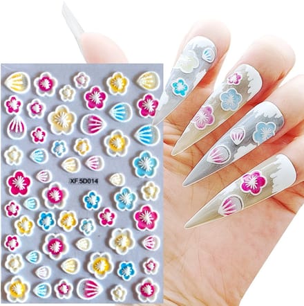 Frezarkowo - 5D Nagelstickers - Kwiatki - 10,5x6 cm - Zelfklevend