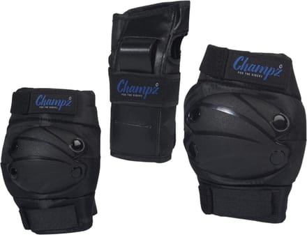 Champz Skate Beschermset – Kinderen – Zwart/Blauw – Large (39-42 EU)