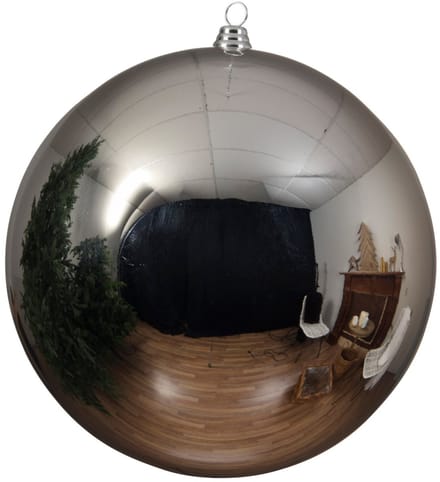 Decoris grote kerstbal - zilver - glans - kunststof - 14 cm - onbreekbaar - kerstversiering - kerstboomversiering