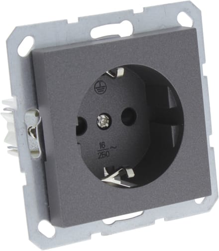Q-Link S-Line contactdoos - 1-voudig - randaarde - antraciet