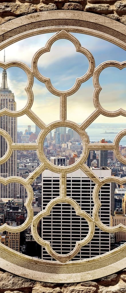 New York City Skyline Window Photo Wallcovering