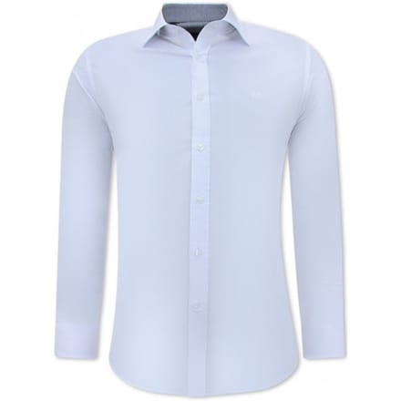 Wit Overhemd Heren - Witte Blouse Heren - Nette Overhemden Voor Mannen - Slim Fit Blouse Stretch - Wit