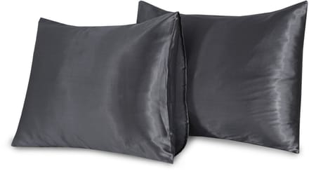 Beauty Silk - Satijnen Kussenslopen - Set van 2 stuks - 60 x 70 cm - Antraciet - Glans Satijn