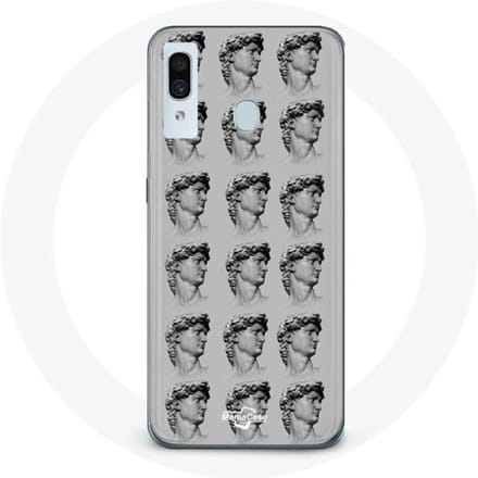 Case voor Samsung galaxy A30 Standbeeld grijze achtergrond grijs