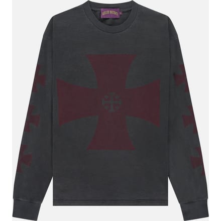 In Gold We Trust Killer Cross Longsleeve Dark Grey Größe: M | Hemden Outlet | Unisex | Grau