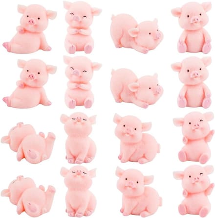 Solidchoice - 16 Stuks Geluksvarkens Miniatuur Decoraties