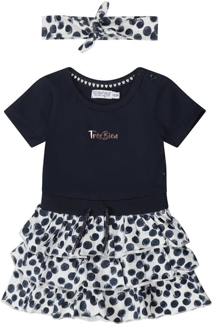 Dirkje tres bien navy baby set - jurk en haarbandje