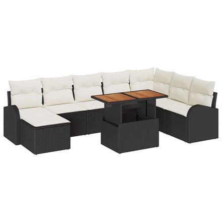 vidaXL - Tuinbank - Set - 9 - st - Zwart - en - crème