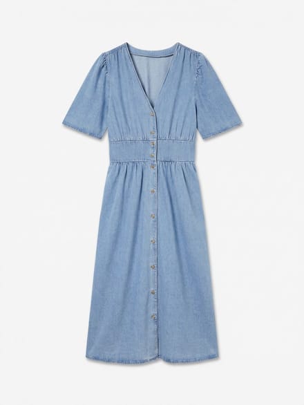 VERO MODA - VMMELANEY BLK 2/4 V-NECK DENIM DRESS - Dames - Mini jurken
