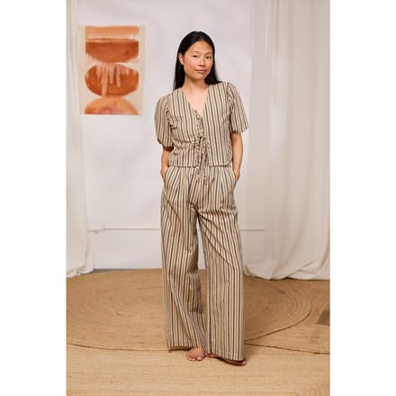 TWOTHIRDS Baldwin - Navy Stripe Maat: M | Blouses Outlet | Dames | Beige