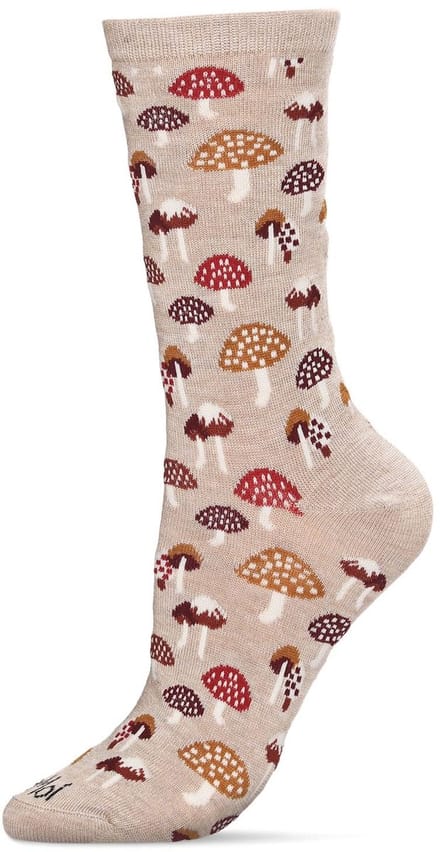 Mushroom Fields Bamboo Dames Crew Sokken - 3 Paar - Black / Hemp Heather / Rosin - Maat 9-11