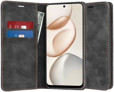 Hoesje geschikt voor HONOR 400 Smart - Techsuit Confy Book Wallet Case - Zwart