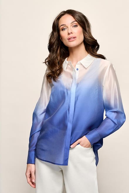 Juna Blouse Offwhite / Kobalt