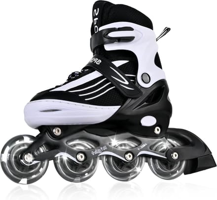 Verstelbare inline skates voor kinderen - zwart en wit - binnen en buiten