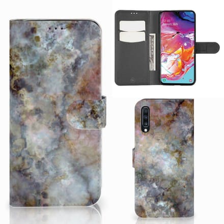 Samsung Galaxy A70 Bookcase Marmer Grijs