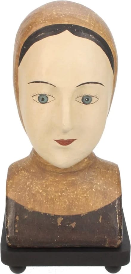 Hoofd bruin-naturel op voet 13x13x42cm