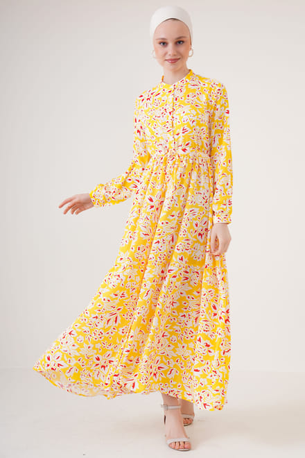 Maxi-Jurk met Patroon en Knoopsluiting