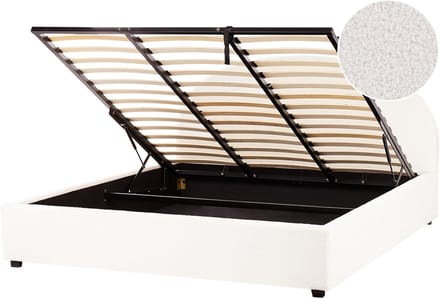 VAUCLUSE - Bed met opbergruimte - Gebroken wit - 180 x 200 cm - Bouclé