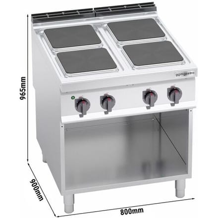GGM Gastro Elektroherd - 14 kW - 4 Platten Eckig Zilver