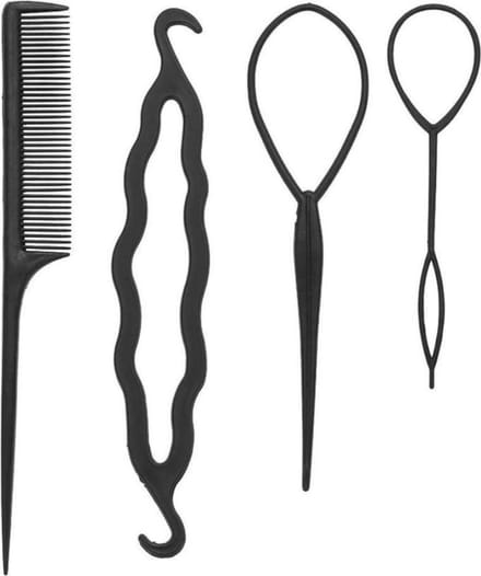 Styling Set - Haarlussen Topsy Tail - Bun - Kam - Zwart