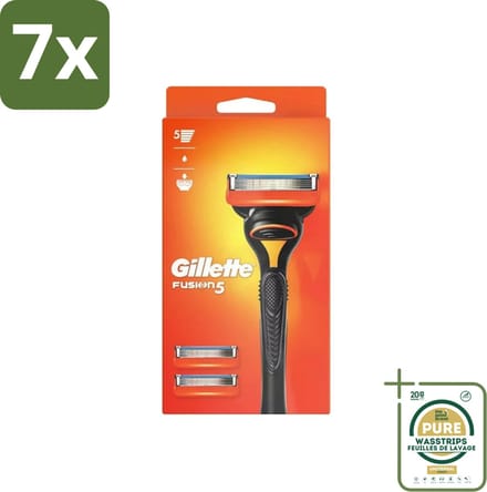 7 x Gillette - Fusion 5 - Scheermesje - Ergonomisch ontwerp - 2 Extra Navulmesjes - Grootverpakking - Scheerapparaat - Scheren - Scherpe Mesjes - Navulmesjes - Glad Scheren