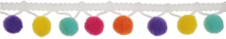 SANTEX - Veelkleurig pomponlint 2m wit 2cm