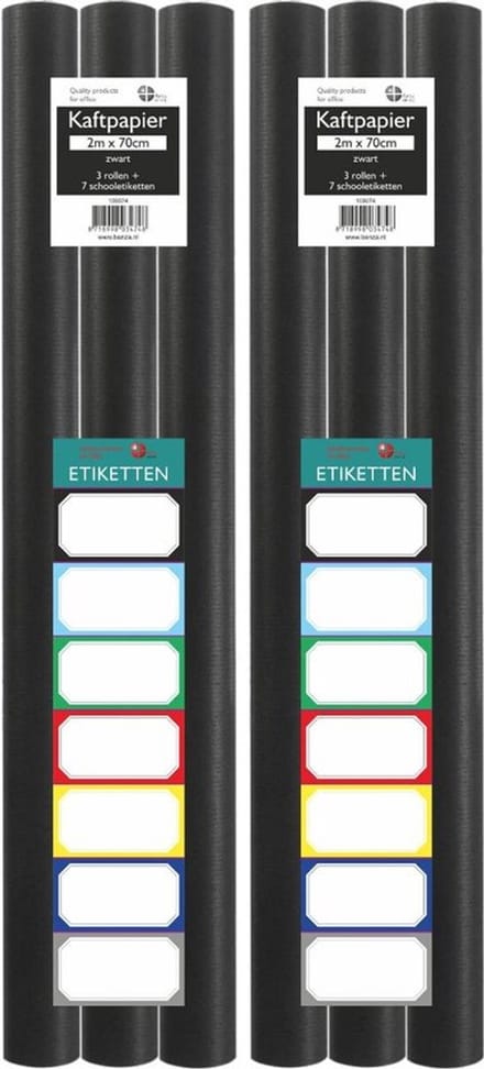 Benza Kaftpapier Schoolboeken - Zwart - 200 x 70 cm - 6 rollen