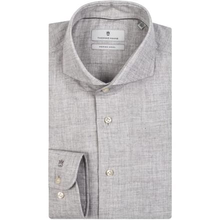 Thomas Maine Overhemd Bari Cutaway Cotton Wool Twill Soft Grey / male