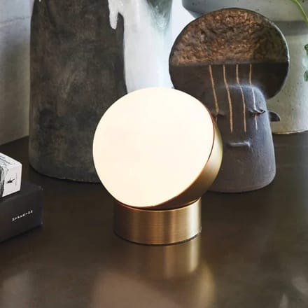 Beacon Lighting Beacon tafellamp Mikoh, antiek messingkleurig metaal, glas
