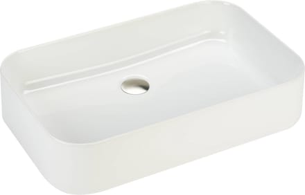 Ben Simone Rechthoekige Waskom - 60x38x10 cm - Keramiek - Wit - Wastafel - Opbouw