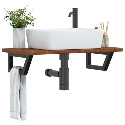 vidaXL - Badkamer - wandschap - staal - en - massief - eikenhout