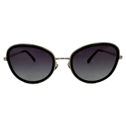 Chanel Gradient Kristal Ronde Bril in Zwart Metaal
