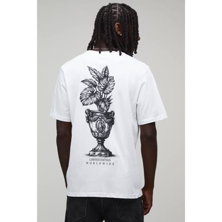 Wit Regular T-shirt Met Palmboomwervel Print | White | Size Medium