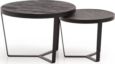Sky Style Harmony Ronde Salontafel Set Acacia Zwart