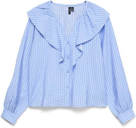 VERO MODA - VMKAJA LS V-NECK FRILL SHIRT WVN - Dames - Blouses