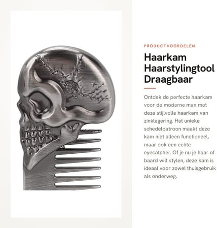 Dailygoods- Haarkam Doodskopdesign - Zakkam - Antistatisch - Draagbaar - Haarstylingtool - Professionele Kwaliteit - Scheerkam