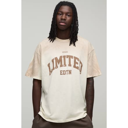 Oversized Spray Wash Limited Edition Bedrukt T-shirt | Ecru | Size Large
