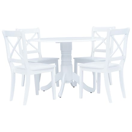 vidaXL - 5-delige - Eethoek - massief - rubberwood - wit