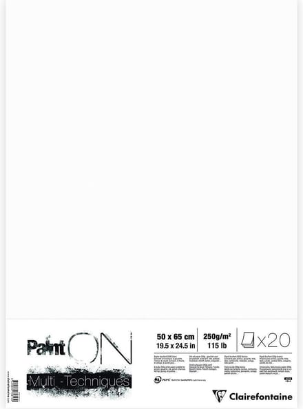 Clairefontaine Paint On - Tekenpapier - Groot formaat - 50x60 cm - 250g - Wit - 20 vel