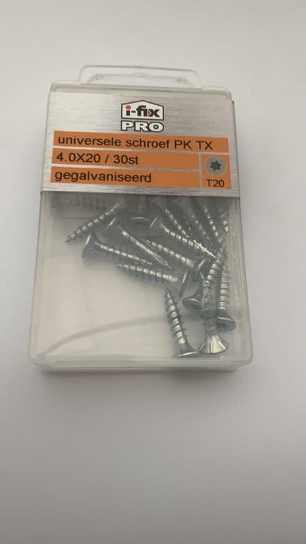 Universele schroef platkop torx 4x20mm 30 stuks gegalvaniseerd