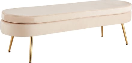 Poef Chanelle Beige - Velours - Breedte 142 cm - Diepte 45 cm - Hoogte 41 cm