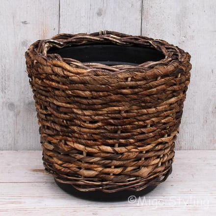 Plantenmand-Bloempot-Drypot-Abaca-D33xH30cm-Bananenblad