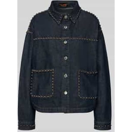 Relaxed fit jeansblouse met opgestikte zakken, model 'Studs'
